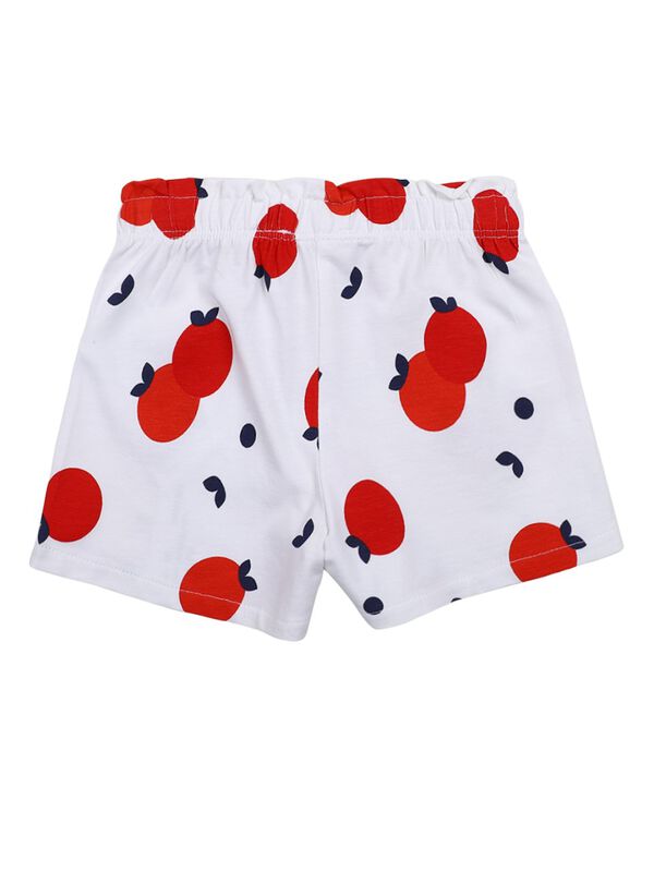 Girls White & Red Printed Short Knitted Trouser image number 1